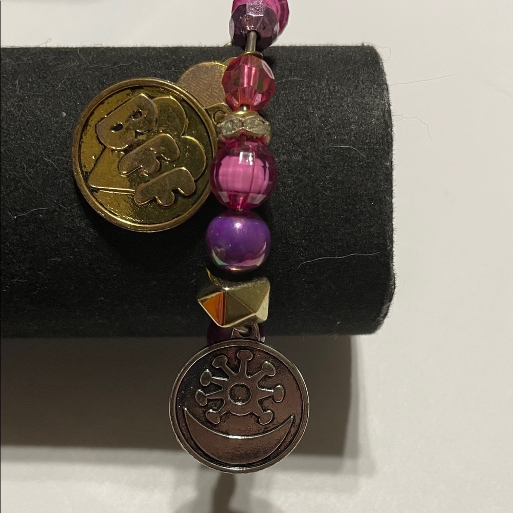 Children’s BFF Purple Beaded Charm Bracelet with Sun & Moon Pendant
